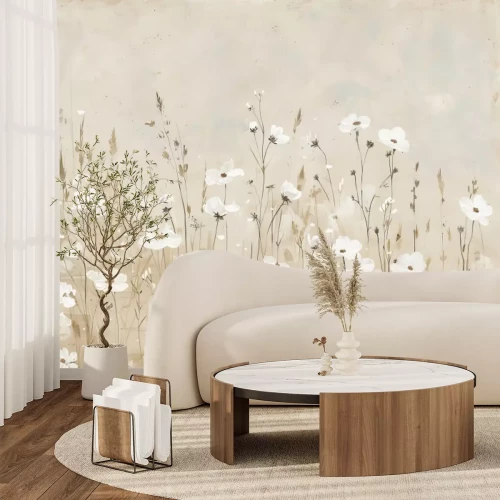 Fototapete Eine minimalistische Komposition aus leuchtenden Blumen