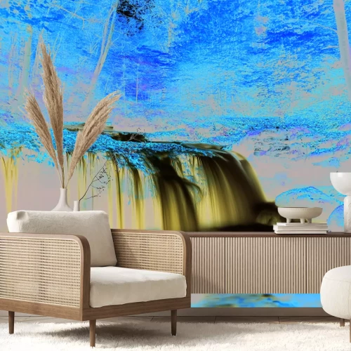 Fototapete Herbstliche Waldlandschaft mit Wasserfall