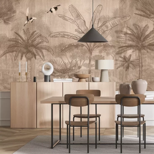 Fototapete Landschaft mit Palmen im Vintage-Stil