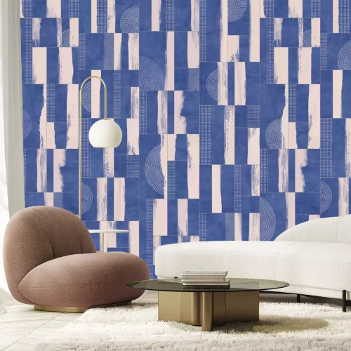 Fototapete Geometrische Abstraktion in Blautönen, modernes Design