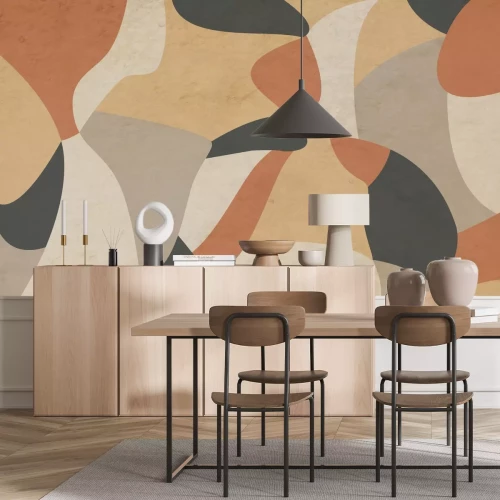 Fototapete Abstrakte Formen auf texturiertem Hintergrund im modernen Stil