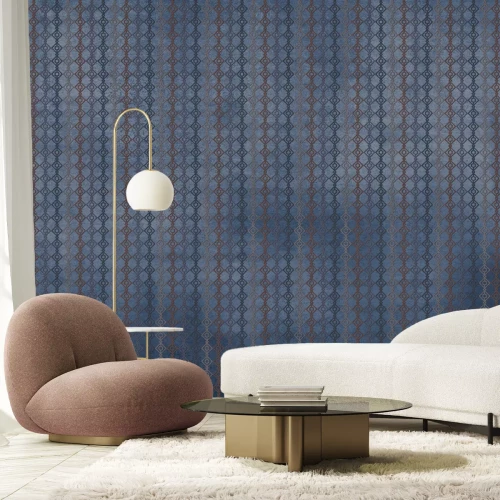 Fototapete Geometrisches Muster auf texturiertem Hintergrund dunkelblaue moderne Komposition