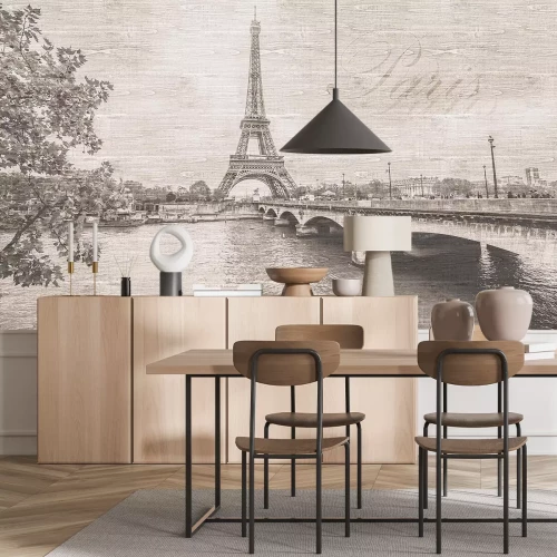 Fototapete Vintage-Landschaft von Paris mit dem Eiffelturm klassische Szenerie