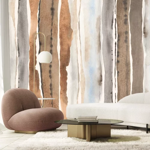 Fototapete Aquarellmuster mit vertikalen Streifen im Vintage-Stil