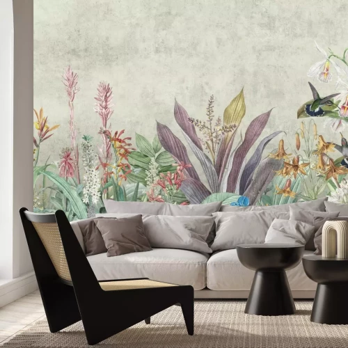 Fototapete Tropische bunte Blätter mit Vögeln