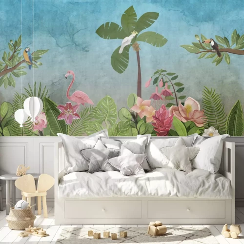 Fototapete Exotische Vögel Tropische Landschaft