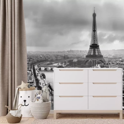 Fototapete Städtische Landschaft von Paris mit dem Fluss und dem Eiffelturm