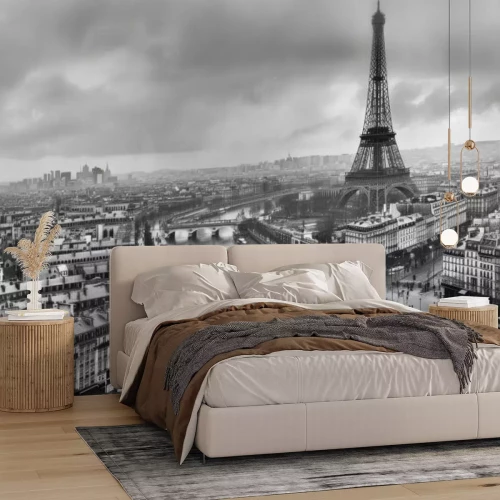 Fototapete Städtische Landschaft von Paris mit dem Fluss und dem Eiffelturm