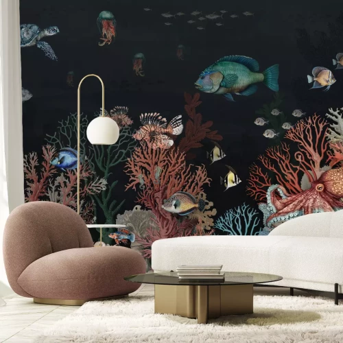 Fototapete Unterwasserwelt mit bunten Fischen und Korallenriff