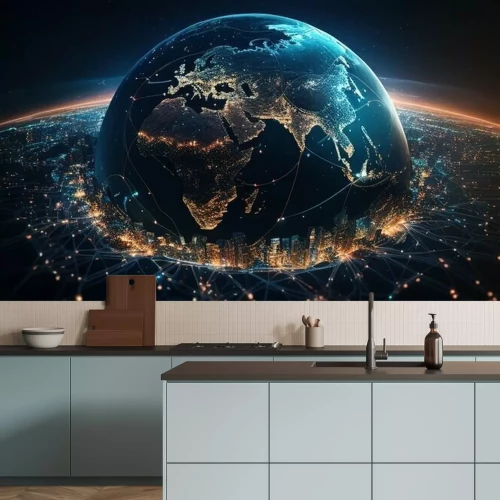 Fototapete Abstrakte Globus-Technologiegrafik