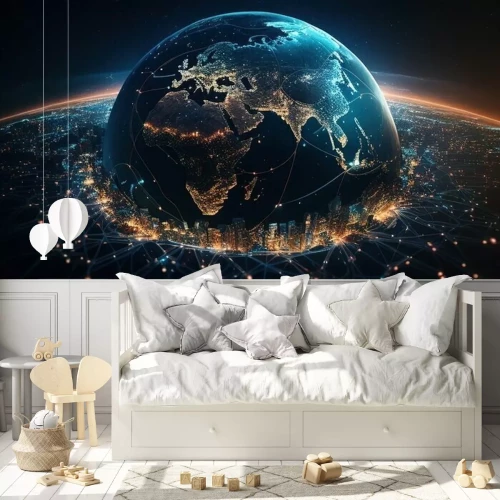 Fototapete Abstrakte Globus-Technologiegrafik