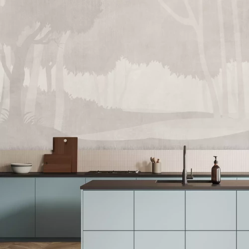 Fototapete Minimalistische Waldlandschaft in Beige