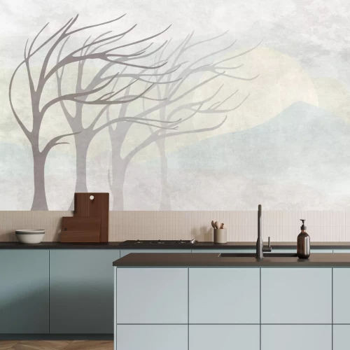 Fototapete Bäume im Wind minimalistische Landschaft