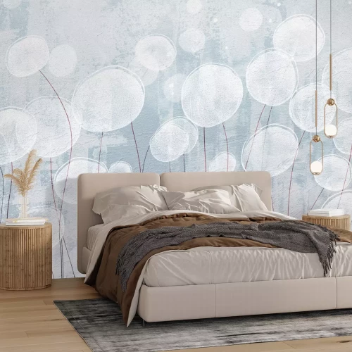 Fototapete Abstrakte Löwenzahn auf blauem Hintergrund