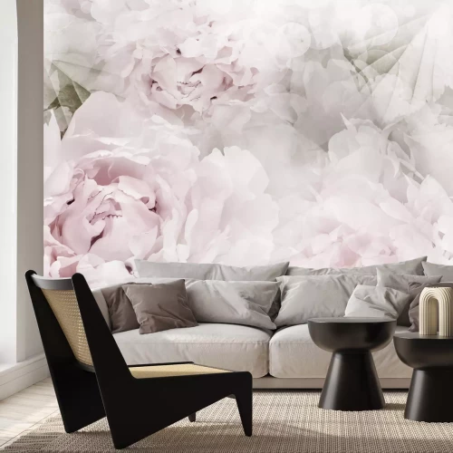 Fototapete Blumiges Muster, Pastellhintergrund, Pfingstrosen