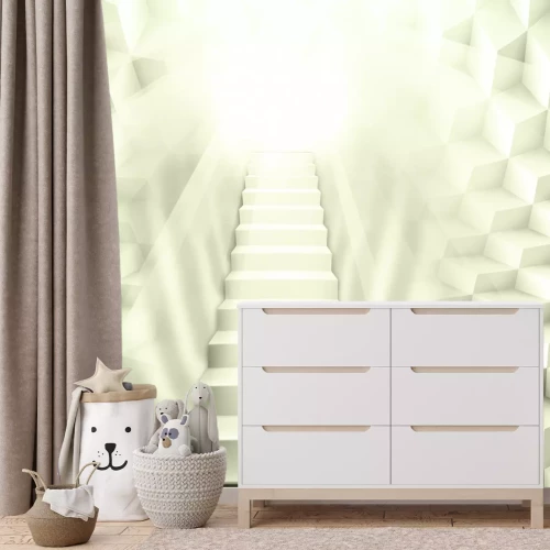 Fototapete Dreidimensionale Treppen zum hellen Licht hin