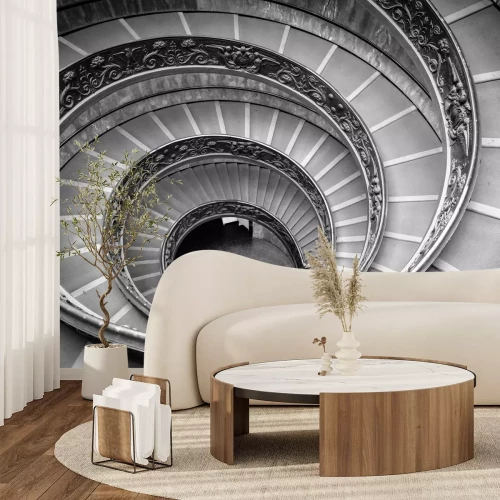 Fototapete Monochromes Foto einer Wendeltreppe