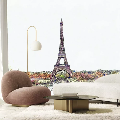 Fototapete Bunte Aquarellmalerei der Stadt Paris