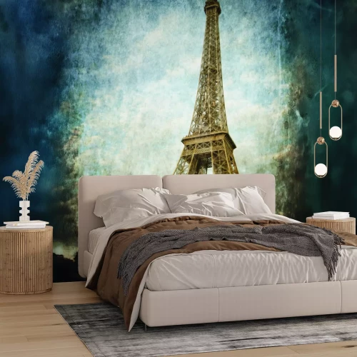 Fototapete Eiffelturm in einer dunklen Pariser Szenerie