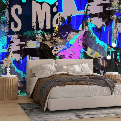 Fototapete Bunte Street Art in Zeitungsimitation