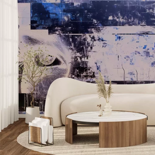 Fototapete Künstlerisches Wandbild mit dem Gesicht einer Frau