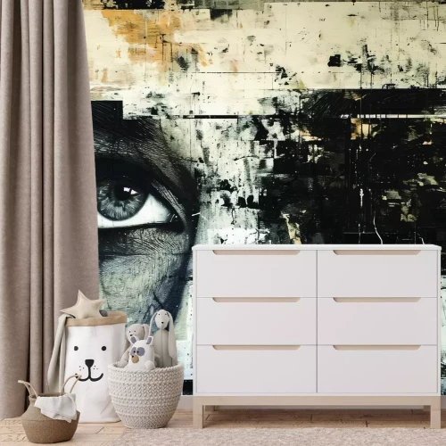 Fototapete Künstlerisches Wandbild mit dem Gesicht einer Frau