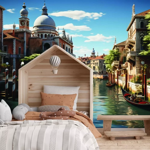 Fototapete Landschaft eines venezianischen Kanals zwischen historischen Denkmälern