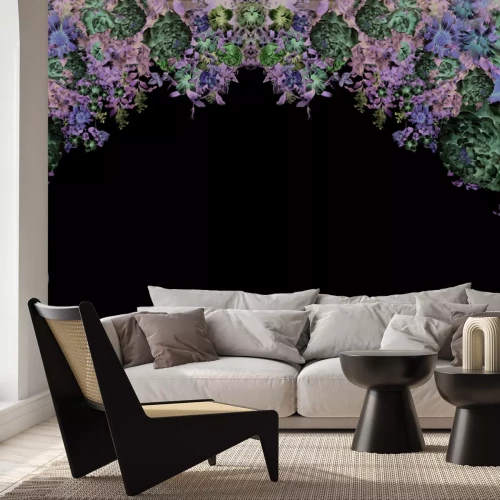 Fototapete Hängende rosa Blumen auf weißem Hintergrund