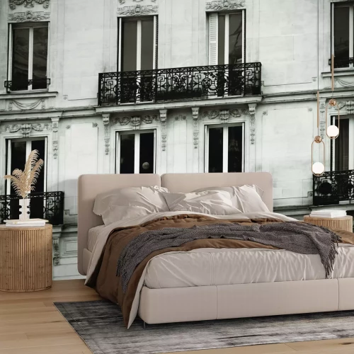 Fototapete Foto eines alten Mietshauses mit Balkonen