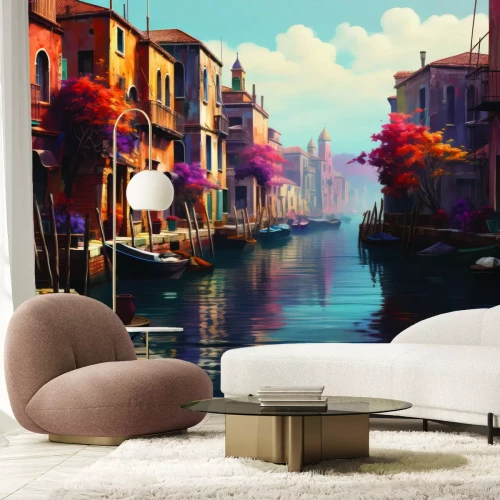Fototapete Malerische Landschaft der Stadt Venedig