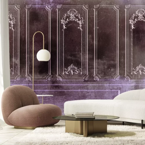 Fototapete Barocke Stuckatur an einer grauen Wand