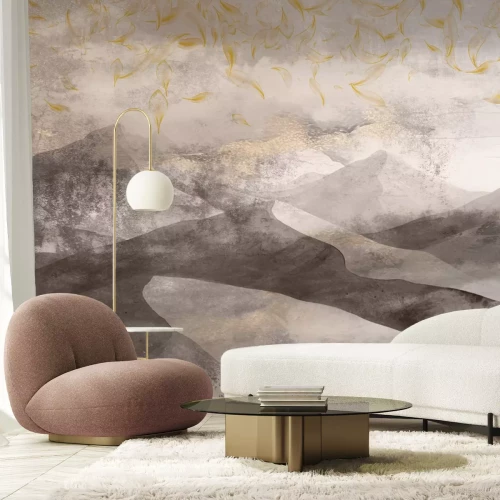 Fototapete Sandige Berge mit goldener Verzierung