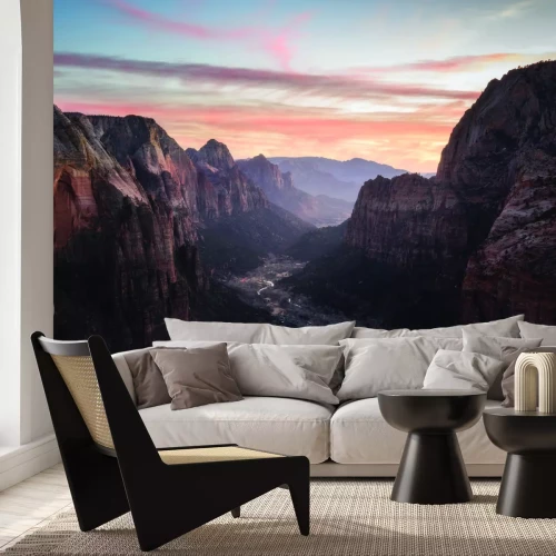 Fototapete Hohe Klippen vor dem Hintergrund eines Sonnenuntergangs