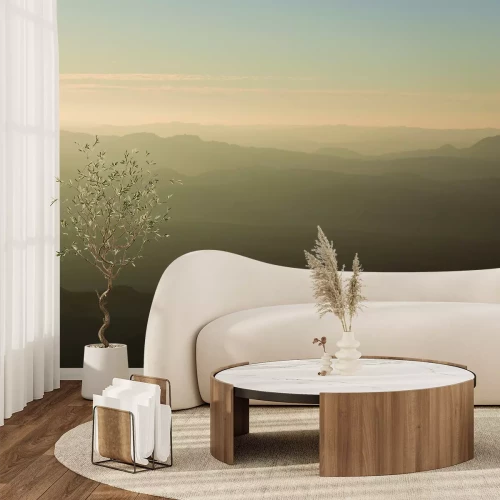 Fototapete Dicker Nebel über der dunklen Wüste