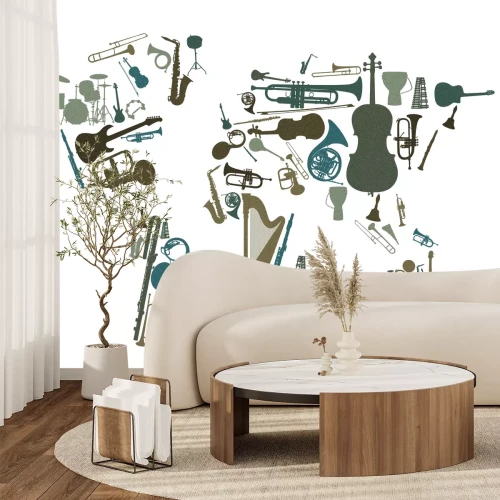 Fototapete Nachahmung einer Karte aus Musikinstrumenten