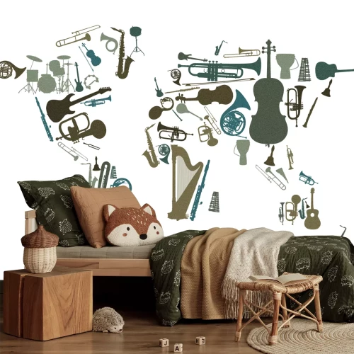 Fototapete Nachahmung einer Karte aus Musikinstrumenten