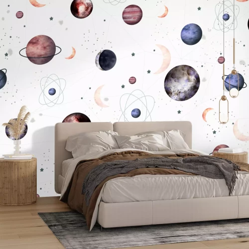 Fototapete Planeten mit Monden und Sternen