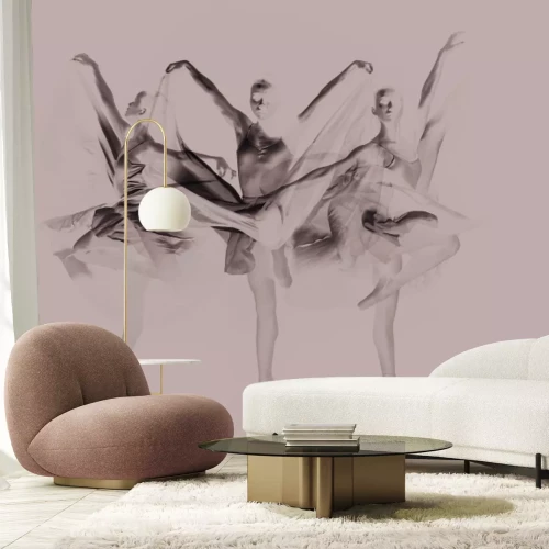 Fototapete Gymnastische Tänzerinnen vor schwarzem Hintergrund