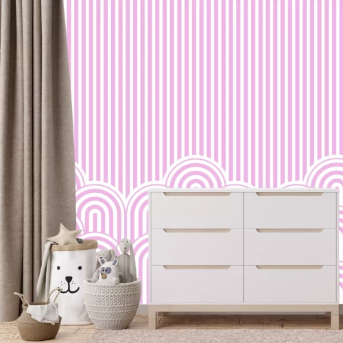 Fototapete Rosa gestreiftes Muster für Mädchen