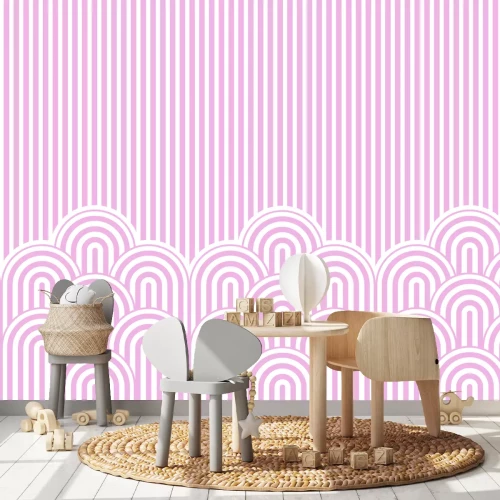 Fototapete Rosa gestreiftes Muster für Mädchen
