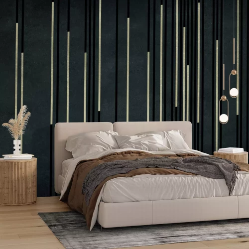 Fototapete Schwarze Streifen mit goldener Verzierung