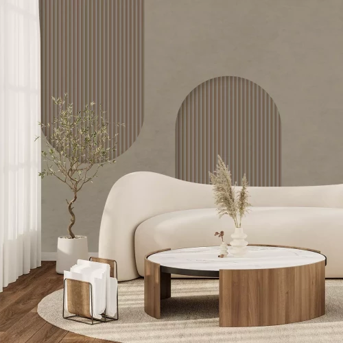 Fototapete Braune Bogenformen mit Streifen