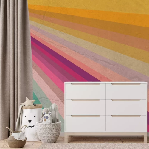 Fototapete Bunte Streifen im Vintage-Stil