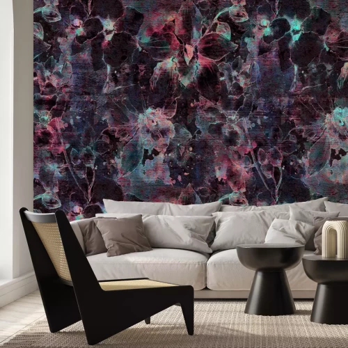 Fototapete Orchideenblumen in einer Aquarellszenerie