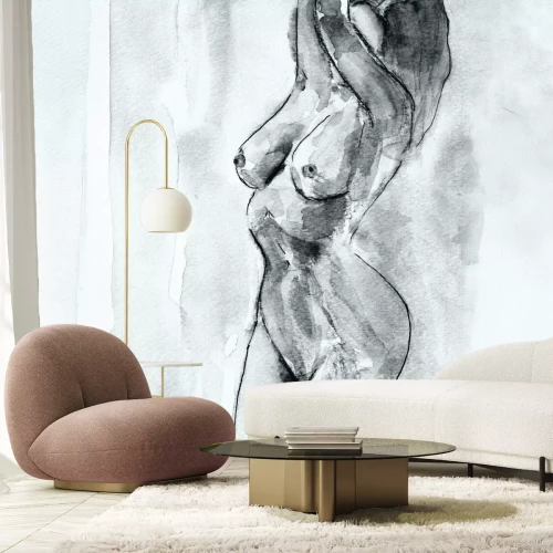 Fototapete Gemalte Zeichnung mit weiblichen Formen