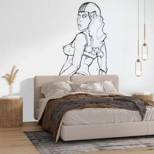 Fototapete Skizze einer attraktiven Frau in Unterwäsche