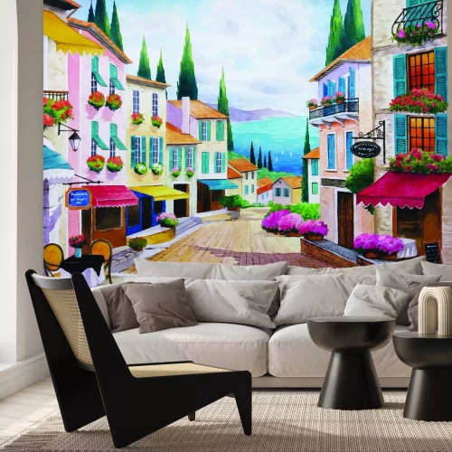 Fototapete Malerisches Dorf am Meer