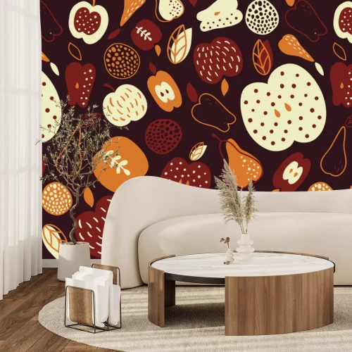 Fototapete Äpfel und Birnen mit Kürbissen