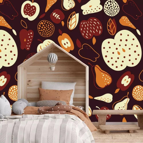 Fototapete Äpfel und Birnen mit Kürbissen