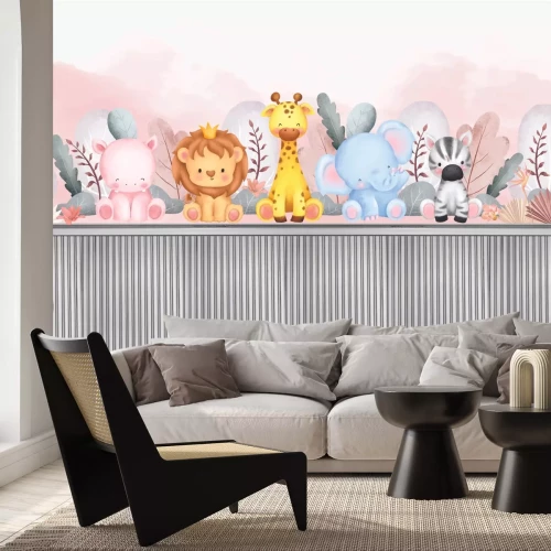 Fototapete Tiere zwischen Pflanzen über Holzdielen